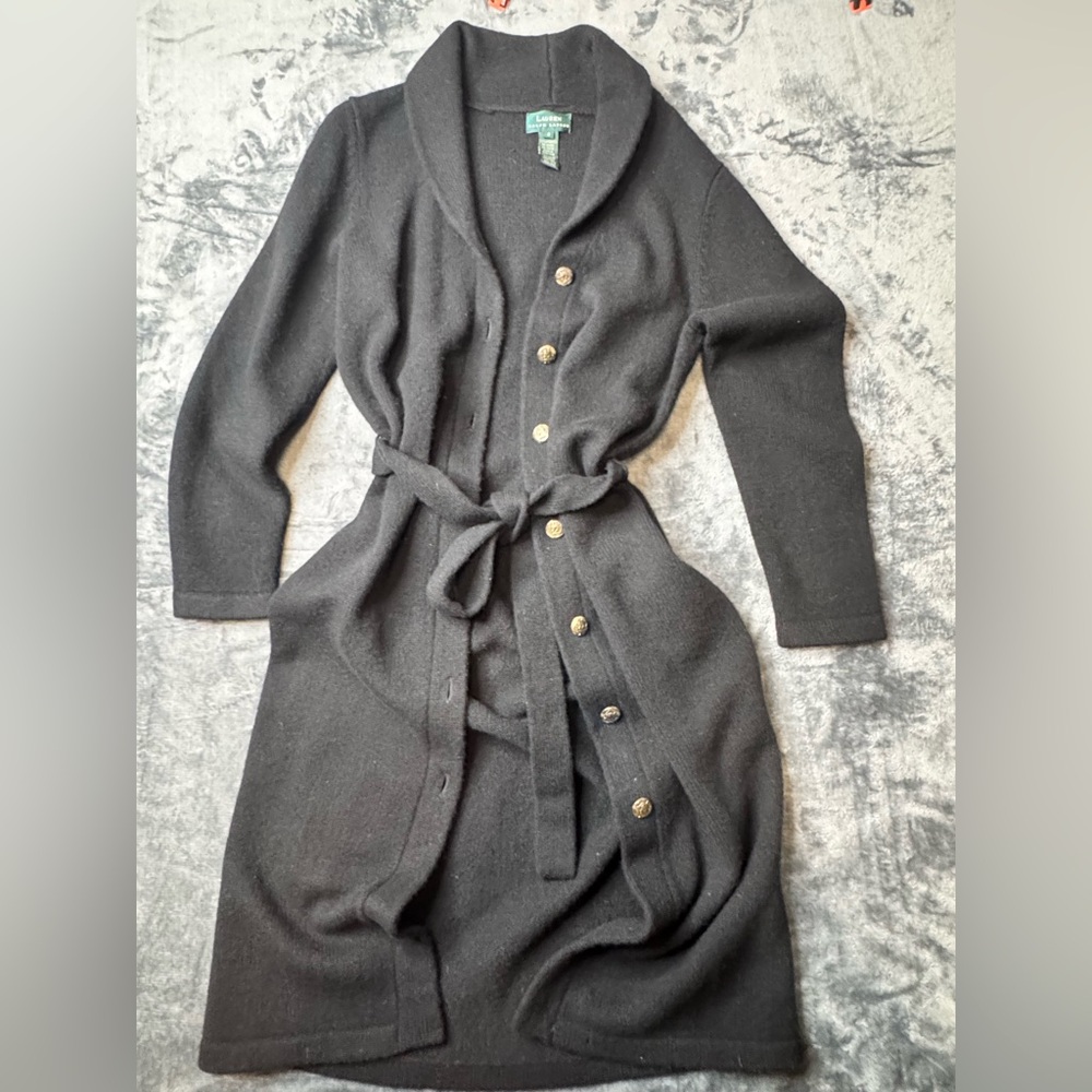Vintage Lauren Ralph Lauren Black Knit Cardigan/Duster